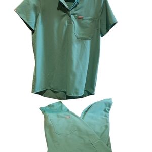 Figs Maternity Scrub Set With Zamora Jogger Over Belly Band -XS - Surgical Green